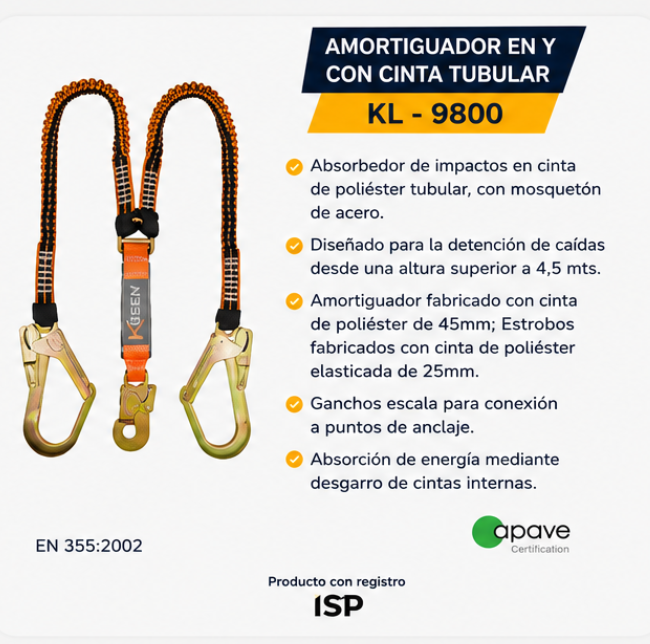 Amortiguador en Y con cinta tubular KL-9800