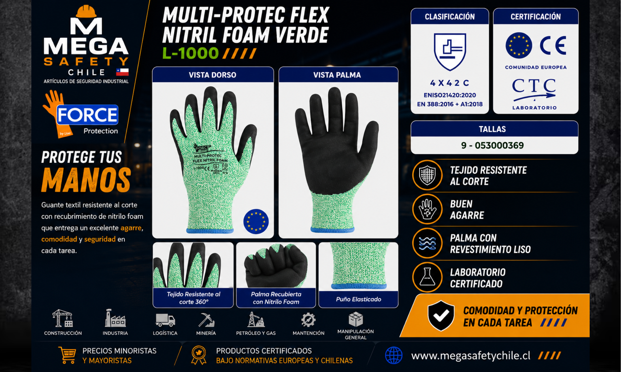 Multi-Protec Flex Nitril Foam Verde L-1000