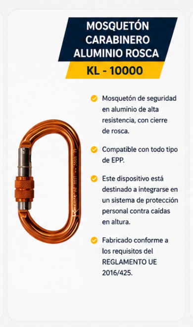 Mosquetón carabinero aluminio rosca KL-10000