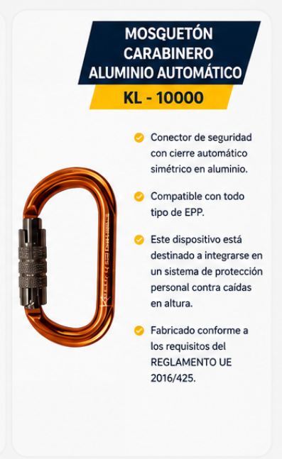 Mosquetón carabinero aluminio automático KL-10000