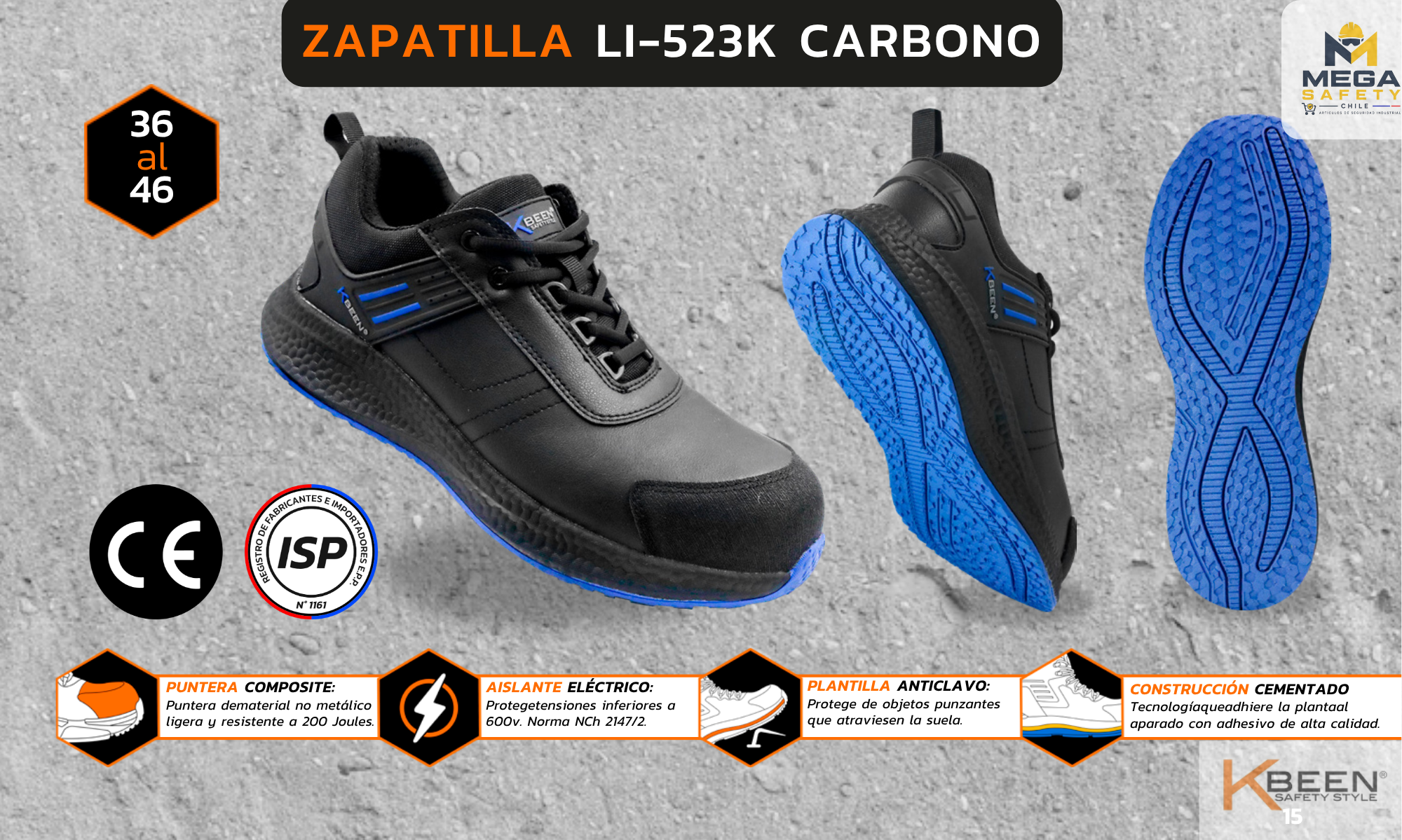 Zapatilla de Seguridad LI-523K Carbono