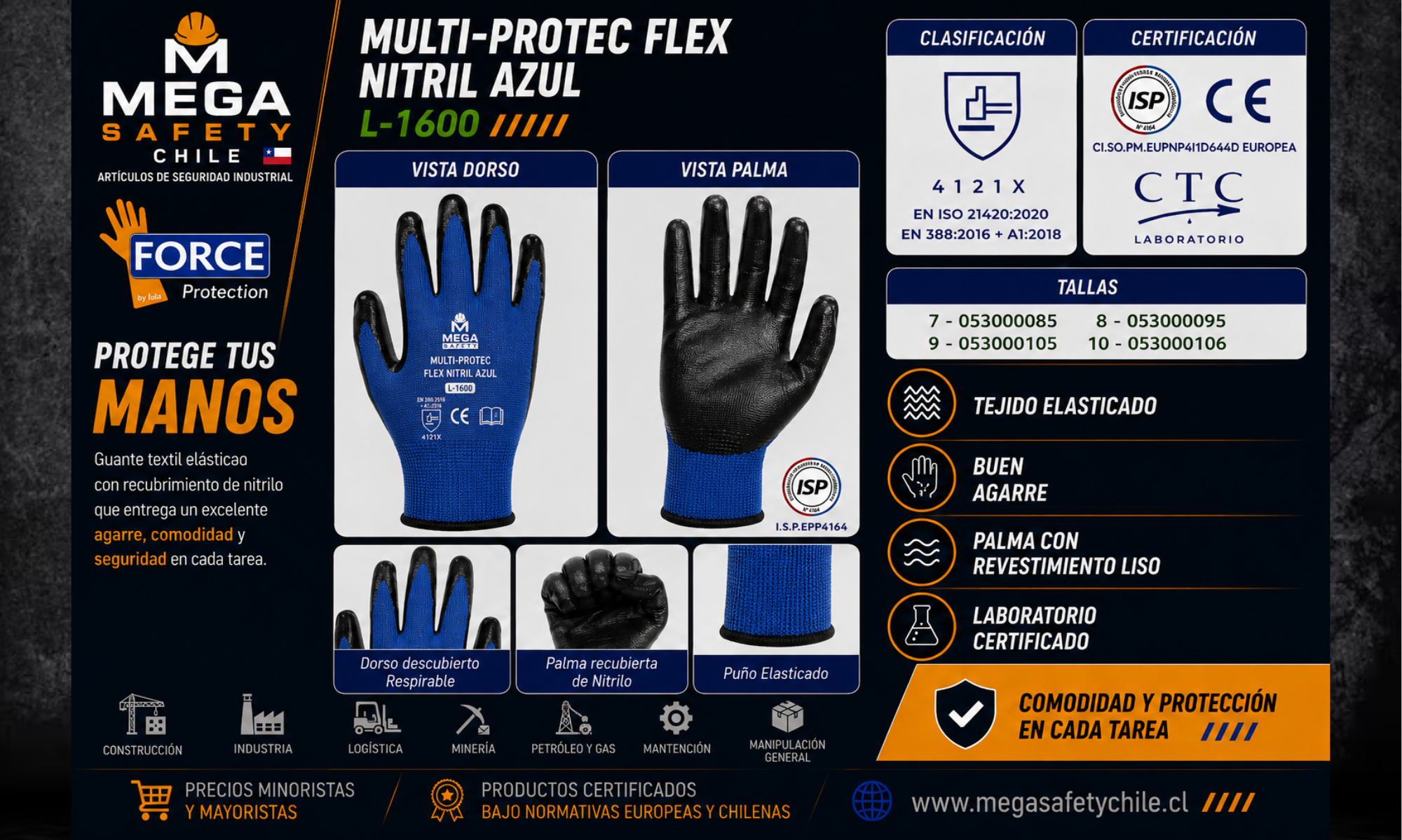 Multi-Protec Flex Nitril Azul L-1600