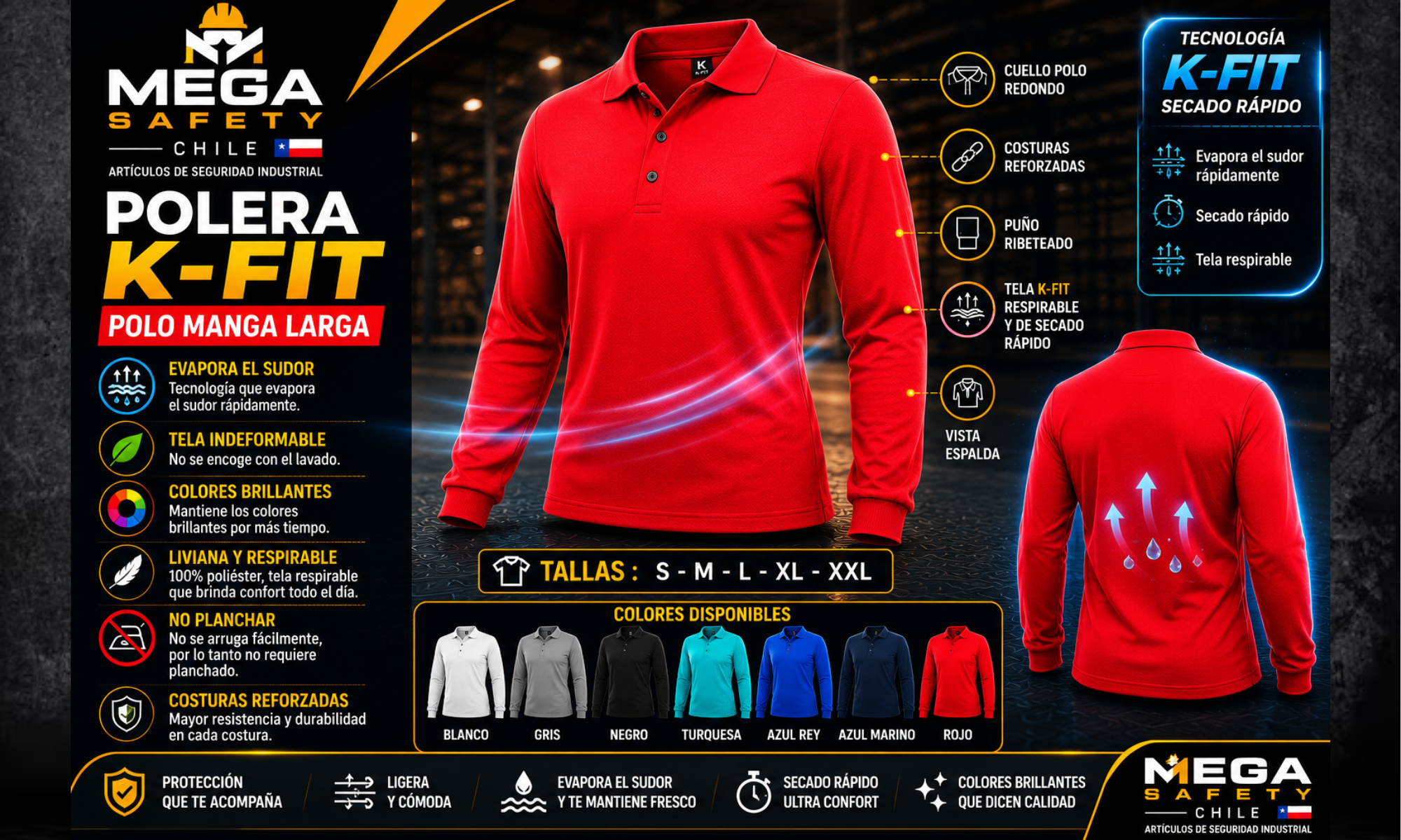 Polera K-FIT Polo Manga Larga