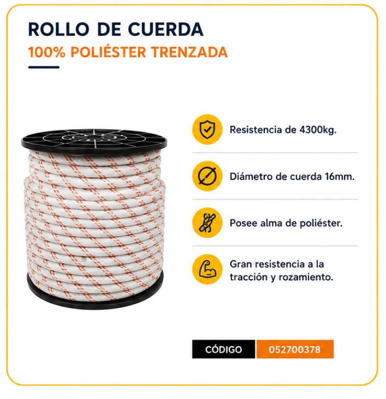 Rollo de cuerda 100% poliéster trenzada