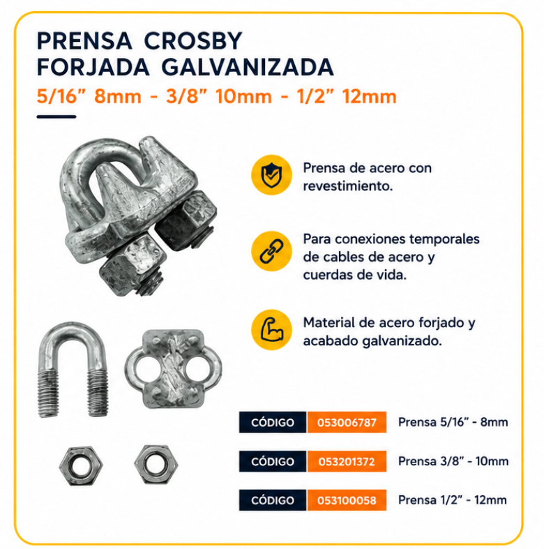 Prensa Crosby forjada galvanizada