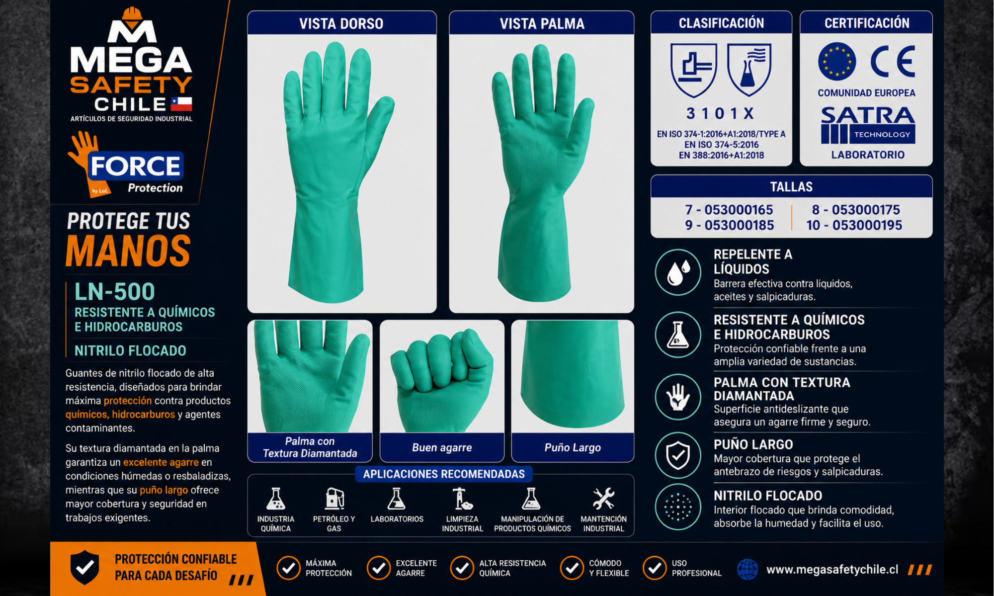 Guante de Nitrilo Verde LN-500