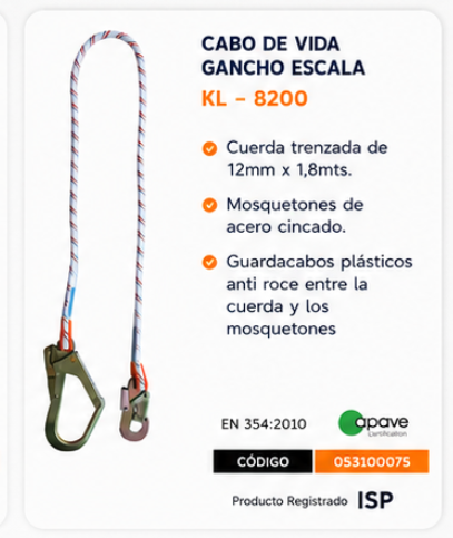 Cabo de vida gancho escala