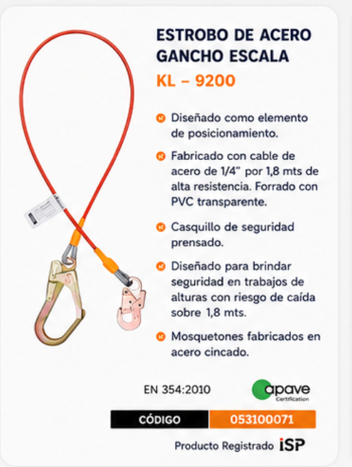 Estrobo de acero gancho escala KL-9200