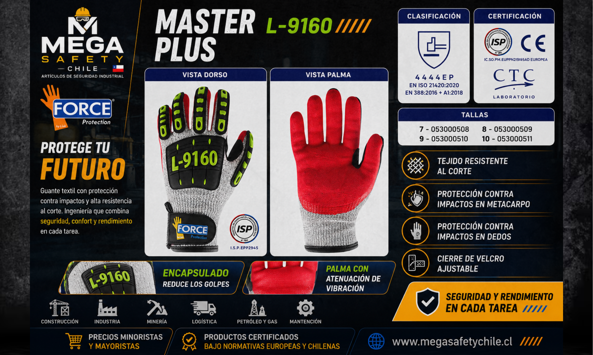 Guante de Impacto L-9160 | Guantes de Seguridad Force Protection