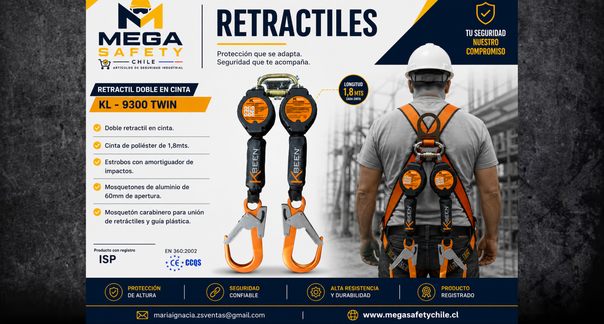 Retráctil doble en cinta AKC-9300 Twin
