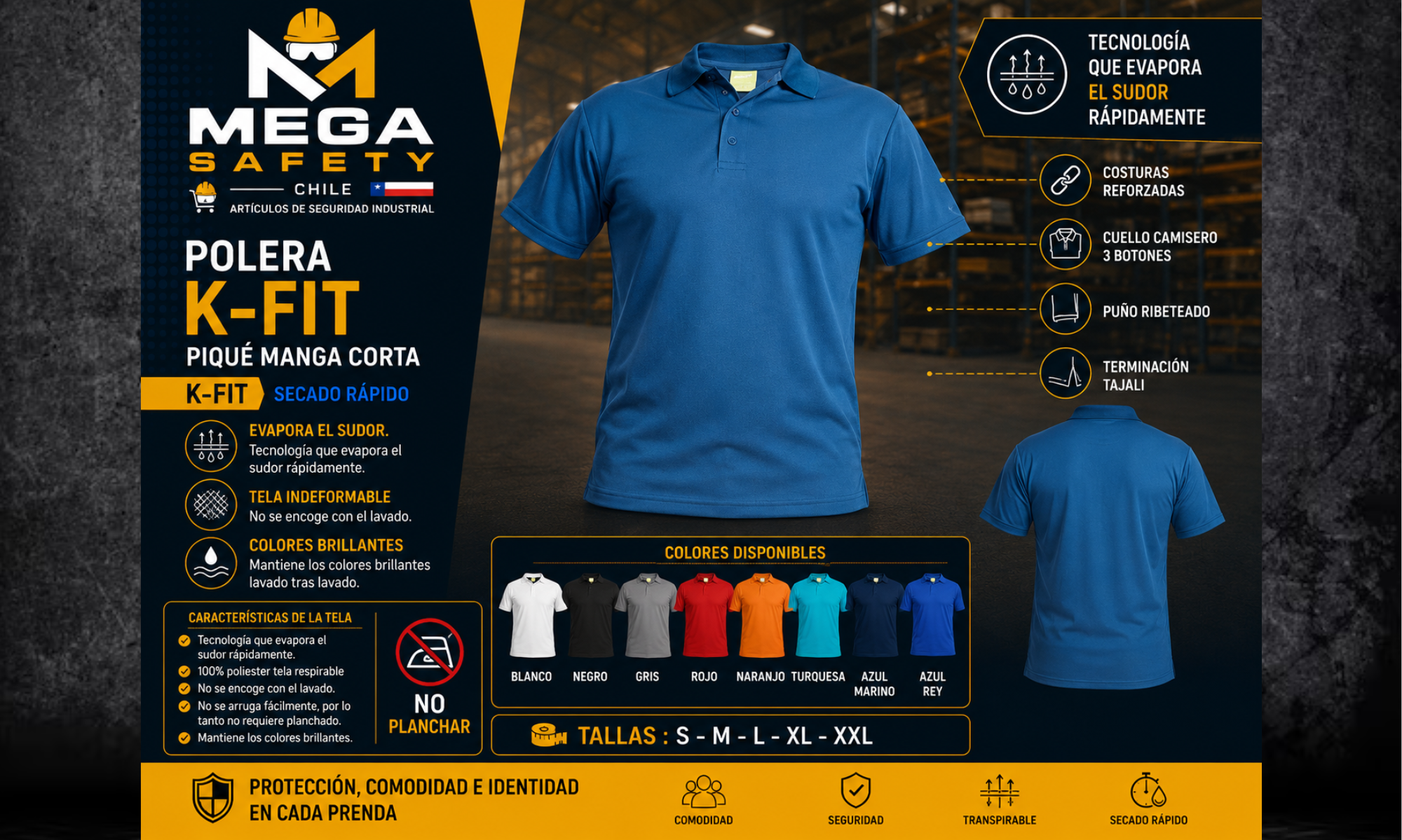 Polera K-FIT Piqué Manga Corta